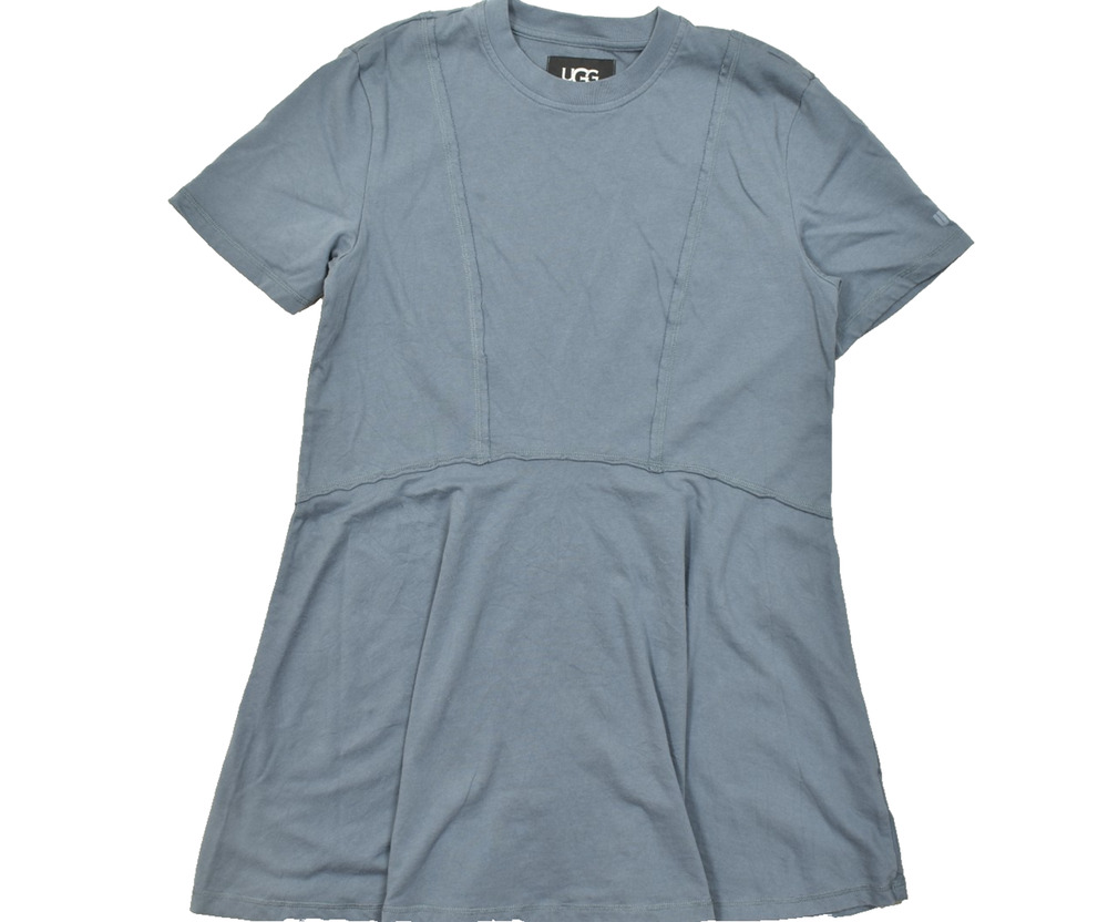 UGG Gray Blue Organic Cotton Peplum Tee Short Sleeve Shirt Size S Small